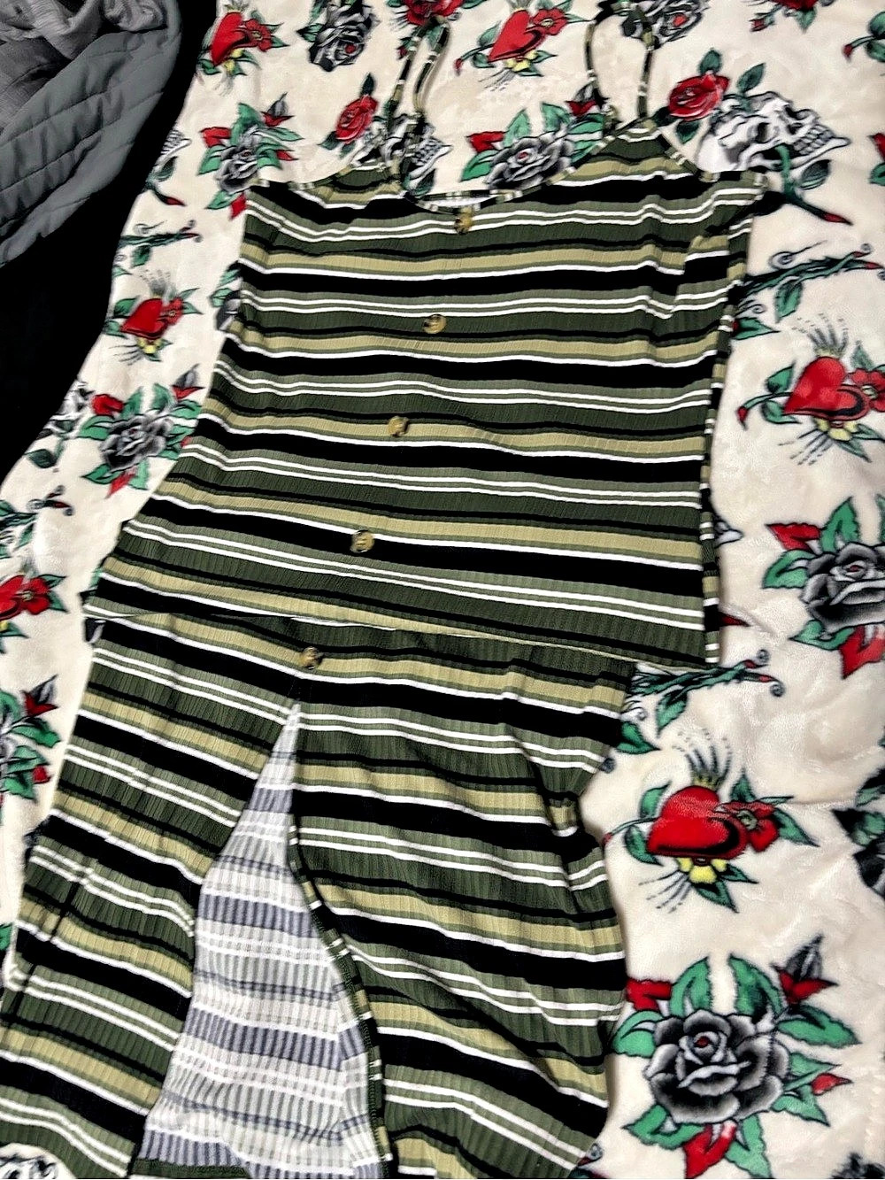 No Boundaries Striped Mini Dress Green & White XL Like New